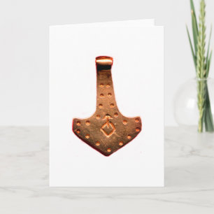 Carte de vœux marteau de Thor en cuivre blanc