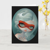 Carte de voeux "Masque rouge" (Fleur jaune)