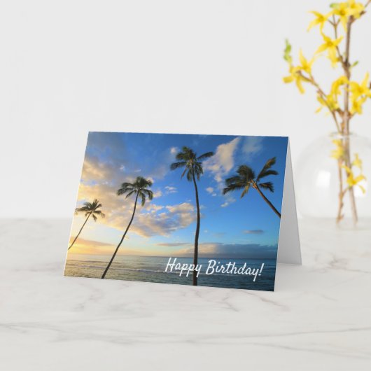 Carte de vœux Maui Sunset With Palm Trees (Fleur jaune)