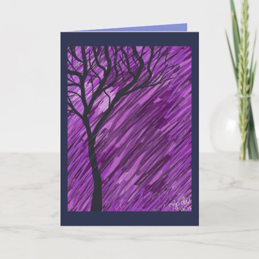 Carte de voeux mauve-foncé d'arbre d'automne (Devant)