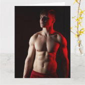 Carte de vœux mec canon alerte rouge (Fleur jaune)