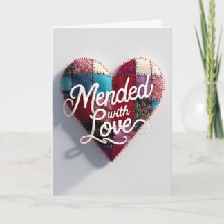 Carte de vœux Mended with Love – Cœur en patchwork