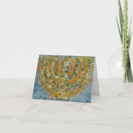 Carte de vœux Menorah Brillante (Intérieur Vierge)