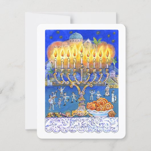 Carte de vœux Menorah – Fête juive des lumières (Devant)