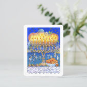 Carte de vœux Menorah – Fête juive des lumières (Debout devant)