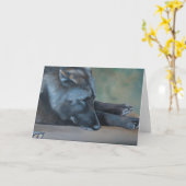 Carte de voeux menteuse d'art de loup noir (Fleur jaune)