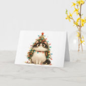 Carte de voeux Meowled Christmas Tangled Chat Ligh (Fleur jaune)