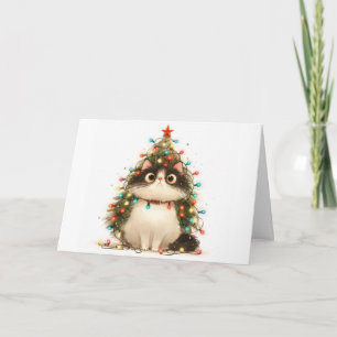Carte de voeux Meowled Christmas Tangled Chat Ligh