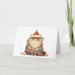Carte de voeux Meowled Christmas Tangled Chat Ligh