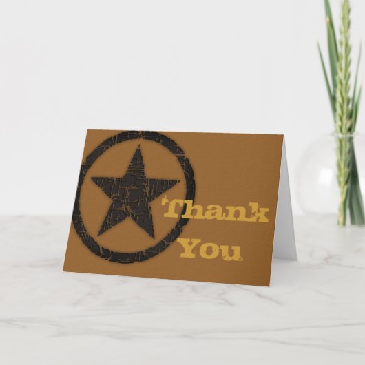 Carte de vœux Merci Burnt Western Star (Devant)
