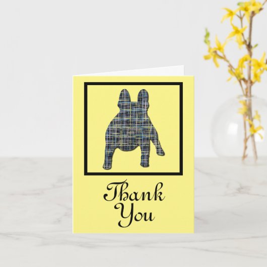 Carte de voeux Merci Chien Chien à Chien Français (Fleur jaune)