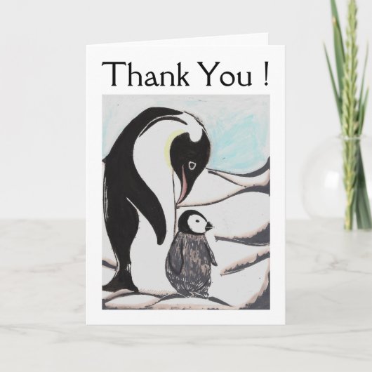 Carte de voeux Merci de pingouins (Devant)