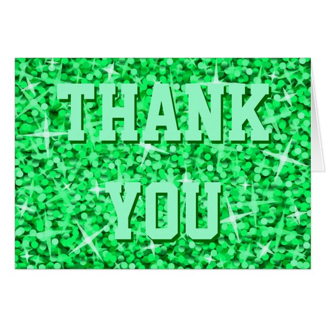 Carte de voeux "Merci" vert Glitz (Devant horizontal)