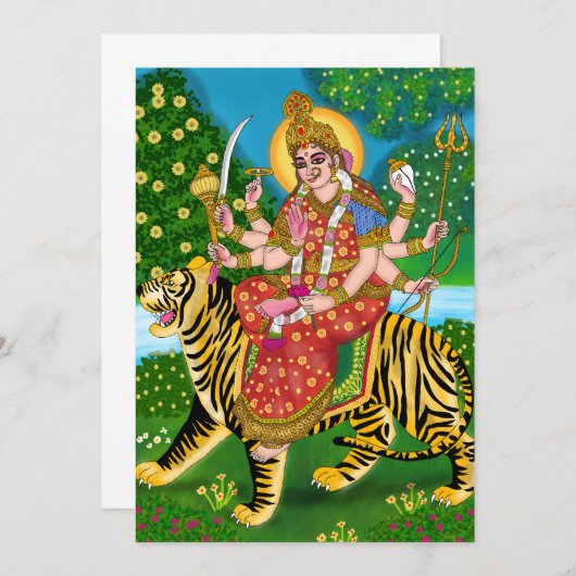 Carte de voeux Mère Durga (Devant / Derrière)