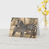 Carte de voeux Mère et Bébé Zebra (Fleur jaune)