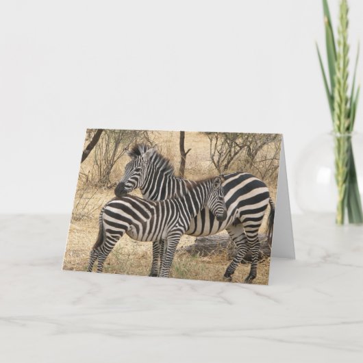 Carte de voeux Mère et Bébé Zebra (Devant)