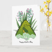 Carte de voeux Mère Et Enfant Dinosaures (Fleur jaune)