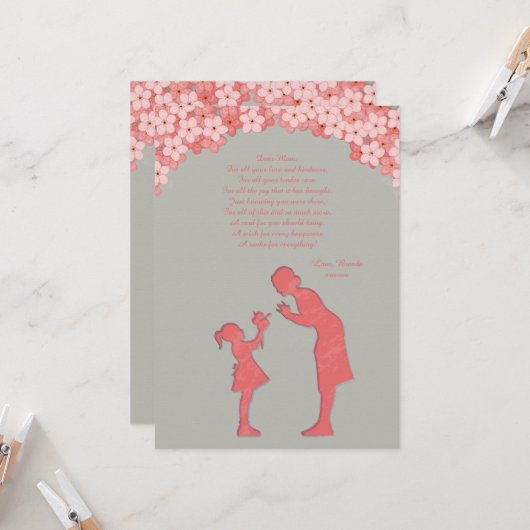 Carte de voeux mère et fille (Devant/Arrière en situation)