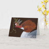 Carte de voeux Merganser et ami (Fleur jaune)