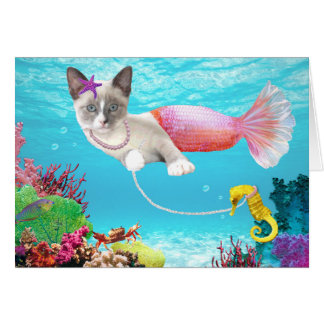 Carte de voeux Mermaid Kitten