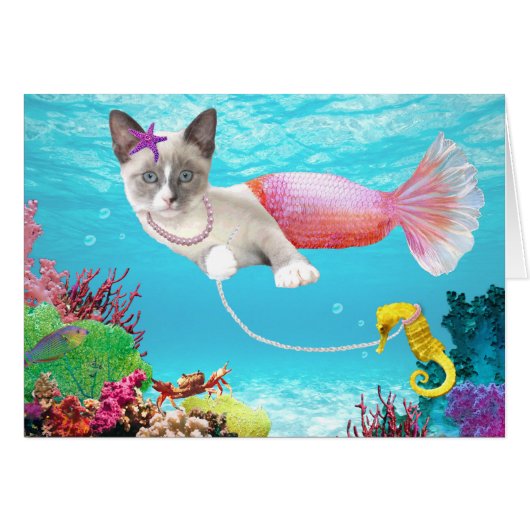 Carte de voeux Mermaid Kitten (Devant horizontal)