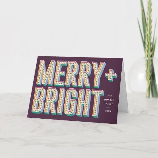 Carte de voeux Merry + Bright Marquee - Violet (Devant)