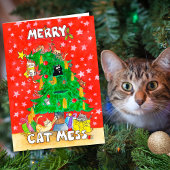 Carte de vœux Merry Cat Mess par Nicole Janes