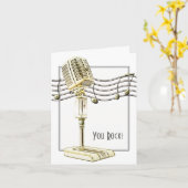 Carte de voeux Microphone vintage (Fleur jaune)