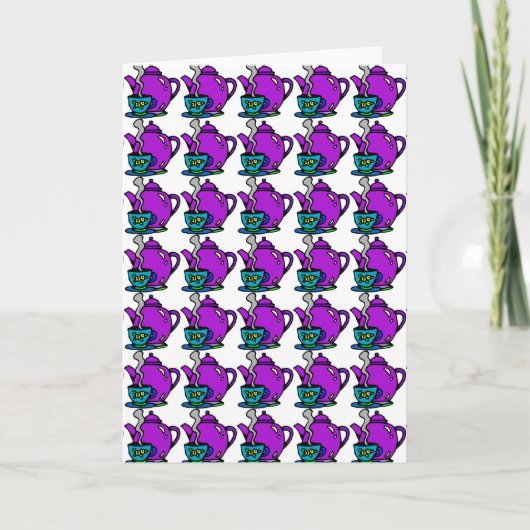 Carte de voeux mignonne à thé pourpre (Devant)
