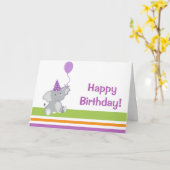 Carte de voeux mignonne d'anniversaire d'éléphant (Fleur jaune)