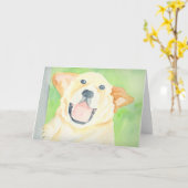 Carte de voeux mignonne de blanc de beagle (Fleur jaune)