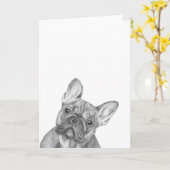 Carte de voeux mignonne de bouledogue français (Fleur jaune)