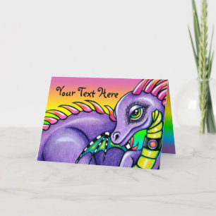 Carte de voeux mignonne de dragon d'arc-en-ciel de