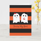 Carte de voeux mignonne de fantômes de couples de (Fleur jaune)