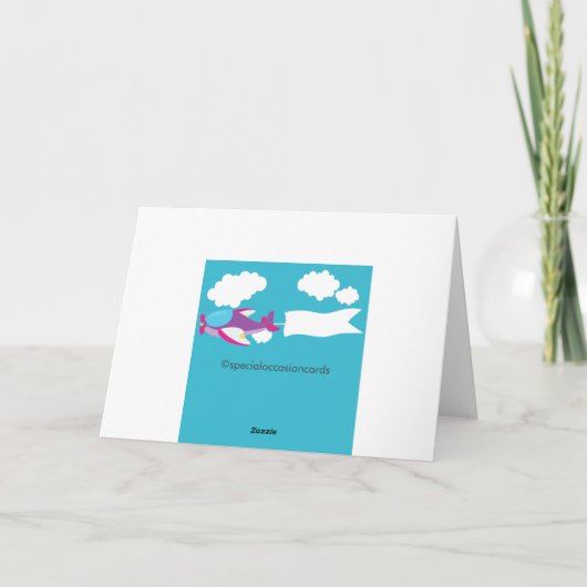 Carte de voeux mignonne de fille d'avion (Dos)