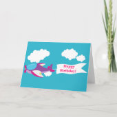Carte de voeux mignonne de fille d'avion (Devant)