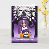 Carte de voeux mignonne de Halloween de sorcière (Fleur jaune)