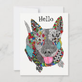 Carte de vœux mignonne et colorée Pitbull (Devant)