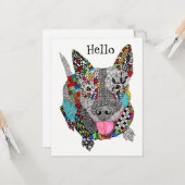Carte de vœux mignonne et colorée Pitbull (Devant/Arrière en situation)