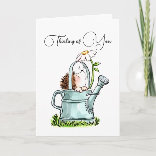 Carte de vœux mignonne hérisson pour penser à vous (Devant)