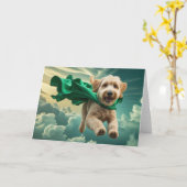 Carte de vœux mignonne Labradoodle (Fleur jaune)