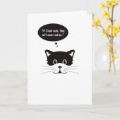Carte de voeux mignonne réfléchie de chat noir (Fleur jaune)