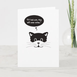 Carte de voeux mignonne réfléchie de chat noir