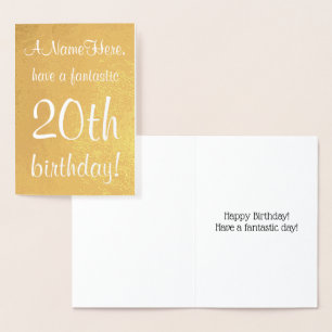 Carte de voeux minimale Gold Foil 20e anniversaire