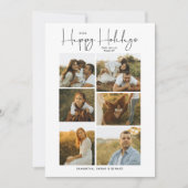 Carte de vœux minimale Joyeuses Fêtes Script Famil (Devant)