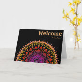 Carte de vœux minimale mandala noire (Fleur jaune)
