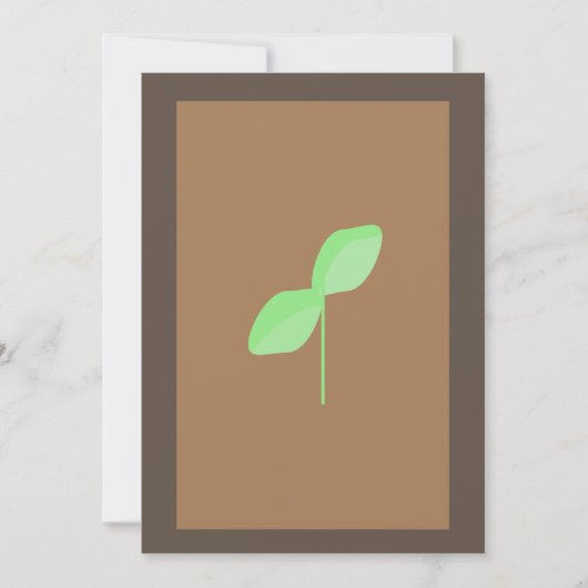 Carte de voeux minimaliste Brown feuille verte (Devant)