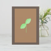 Carte de voeux minimaliste Brown feuille verte (Debout devant)