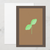 Carte de voeux minimaliste Brown feuille verte (Devant / Derrière)
