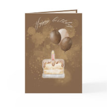 Carte de vœux minimaliste marron pour joyeux anniv